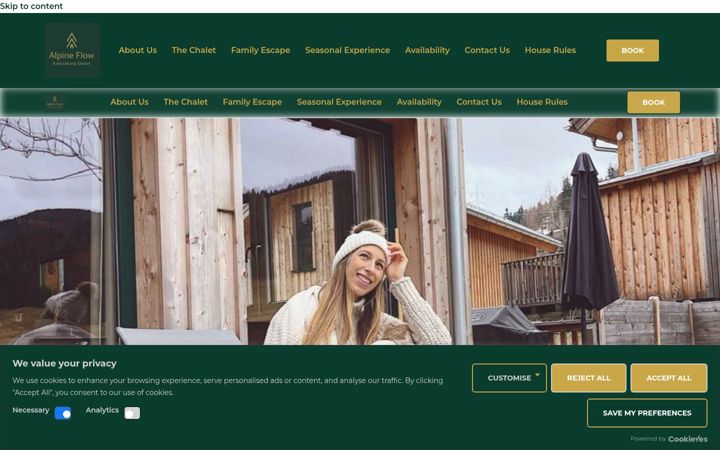 Screenshot ta' alpineflowchalet.com