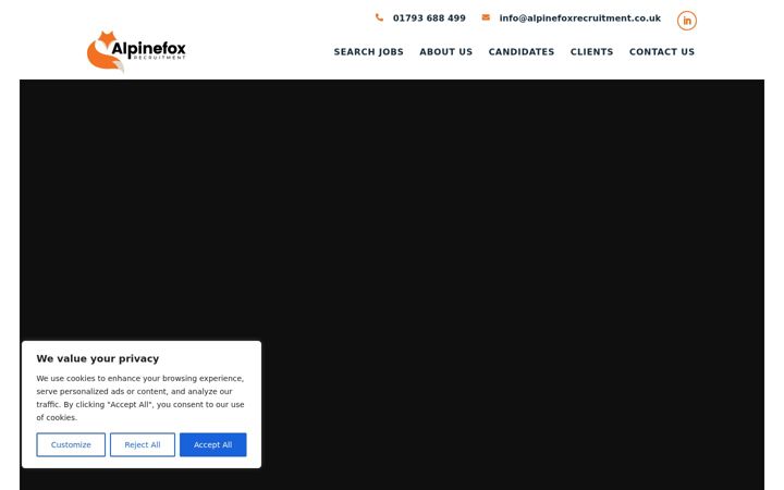 Screenshot of alpinefoxrecruitment.co.uk
