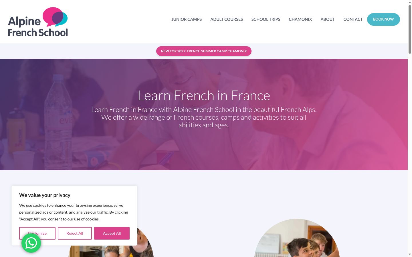 Capture d'écran de la bannière de consentement affichée avant toute interaction