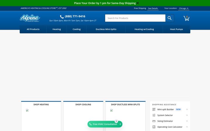 Screenshot of alpinehomeair.com