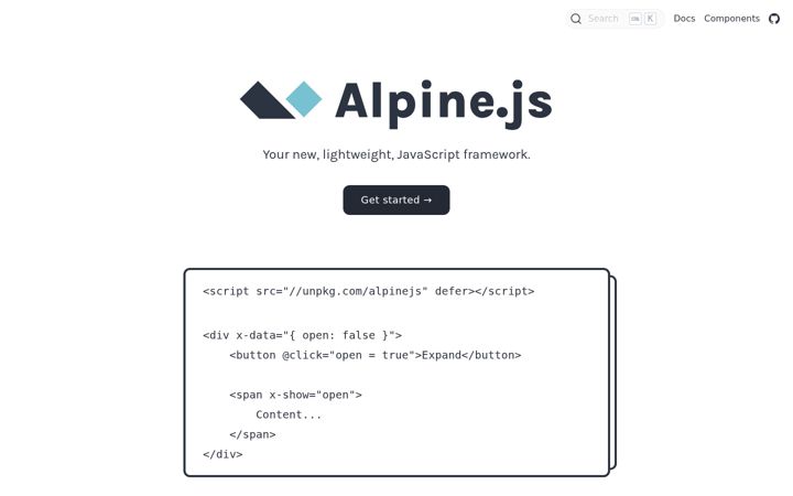 Screenshot of alpinejs.dev