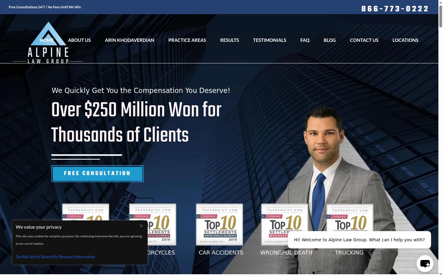 Screenshot of the consent banner shown before any interaction