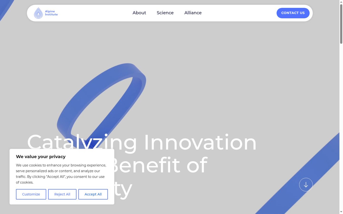 Screenshot of the consent banner shown before any interaction