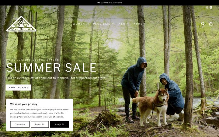 Screenshot of alpinenorth.com