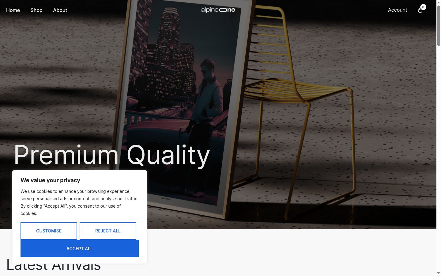Screenshot del banner di consenso mostrato prima di qualsiasi interazione