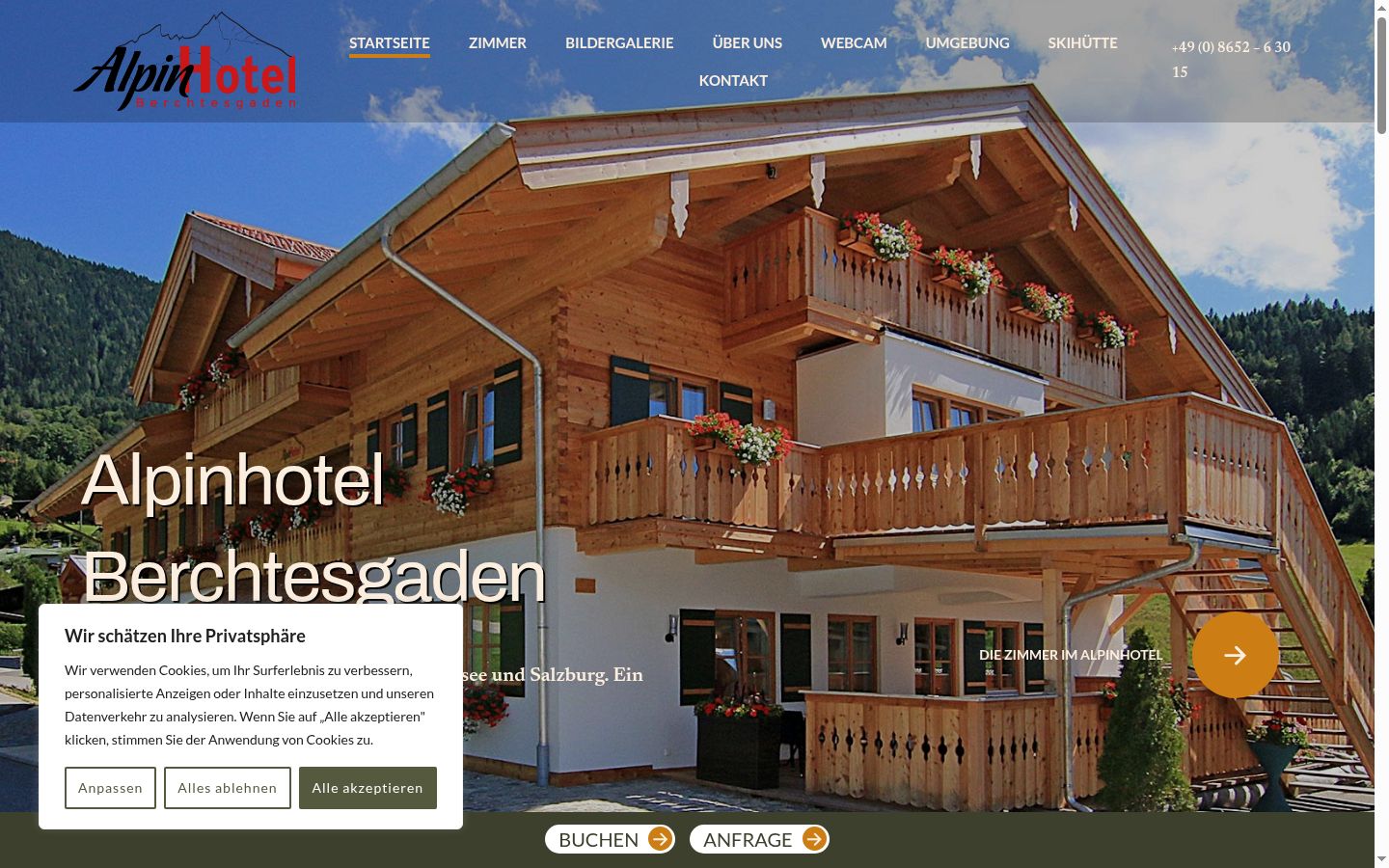 Screenshot des Einwilligungsbanners vor jeglicher Interaktion