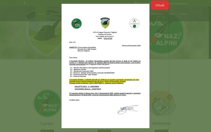 Screenshot of alpinigiavenovalgioie.it