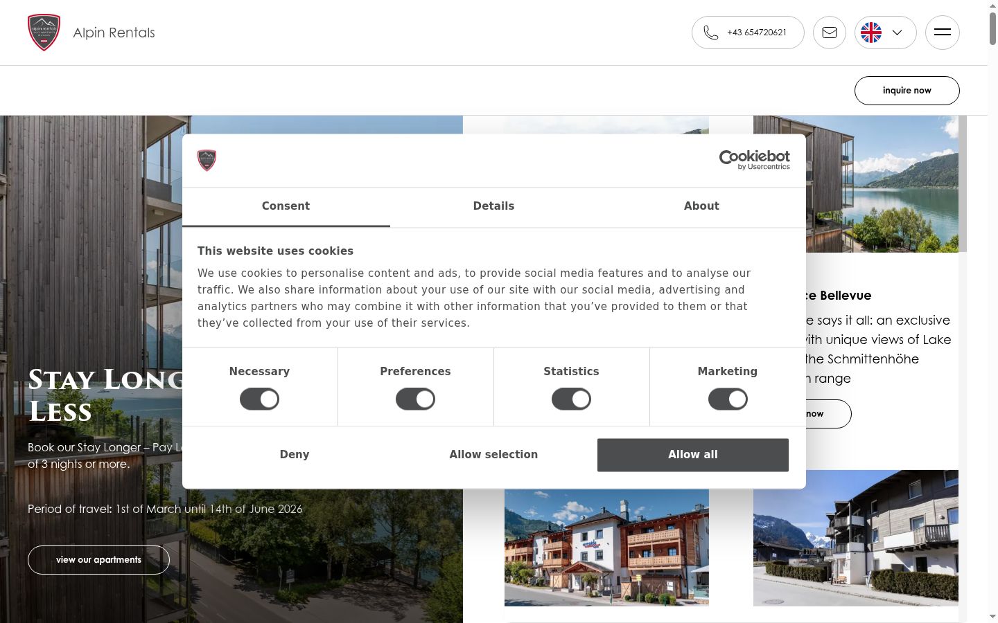 Screenshot of the consent banner shown before any interaction