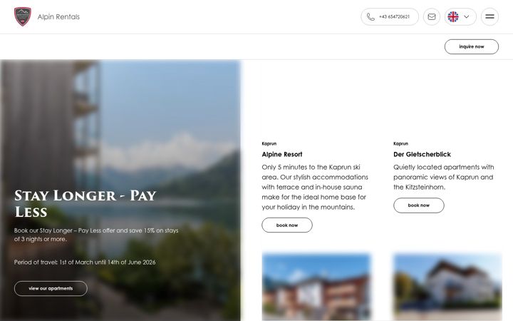 Screenshot of alpinrentals.com