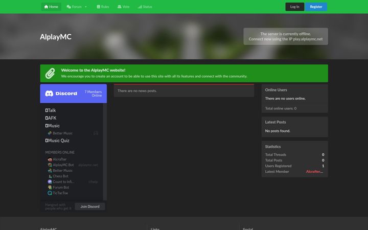 Screenshot of alplaymc.net