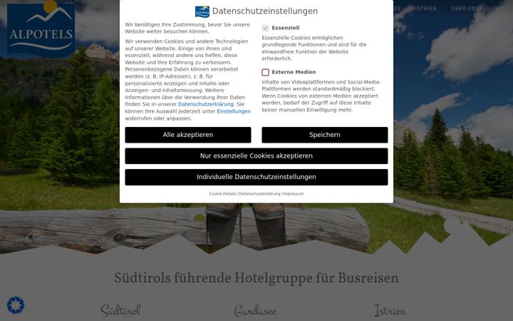 Skjermbilde av alpotels.com
