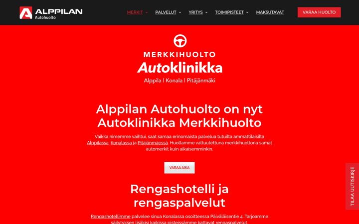 Skjermbilde av alppilanautohuolto.fi
