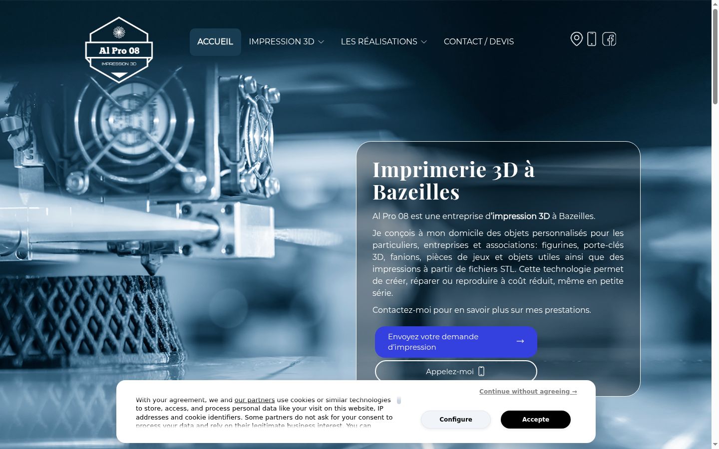 Screenshot del banner di consenso mostrato prima di qualsiasi interazione