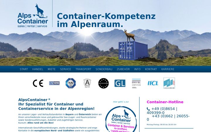 Captura de pantalla de alps-container.com
