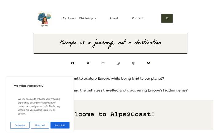 Skärmbild av alps2coast.com