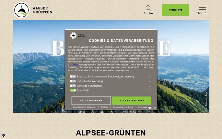 Skærmbillede af alpsee-gruenten.de