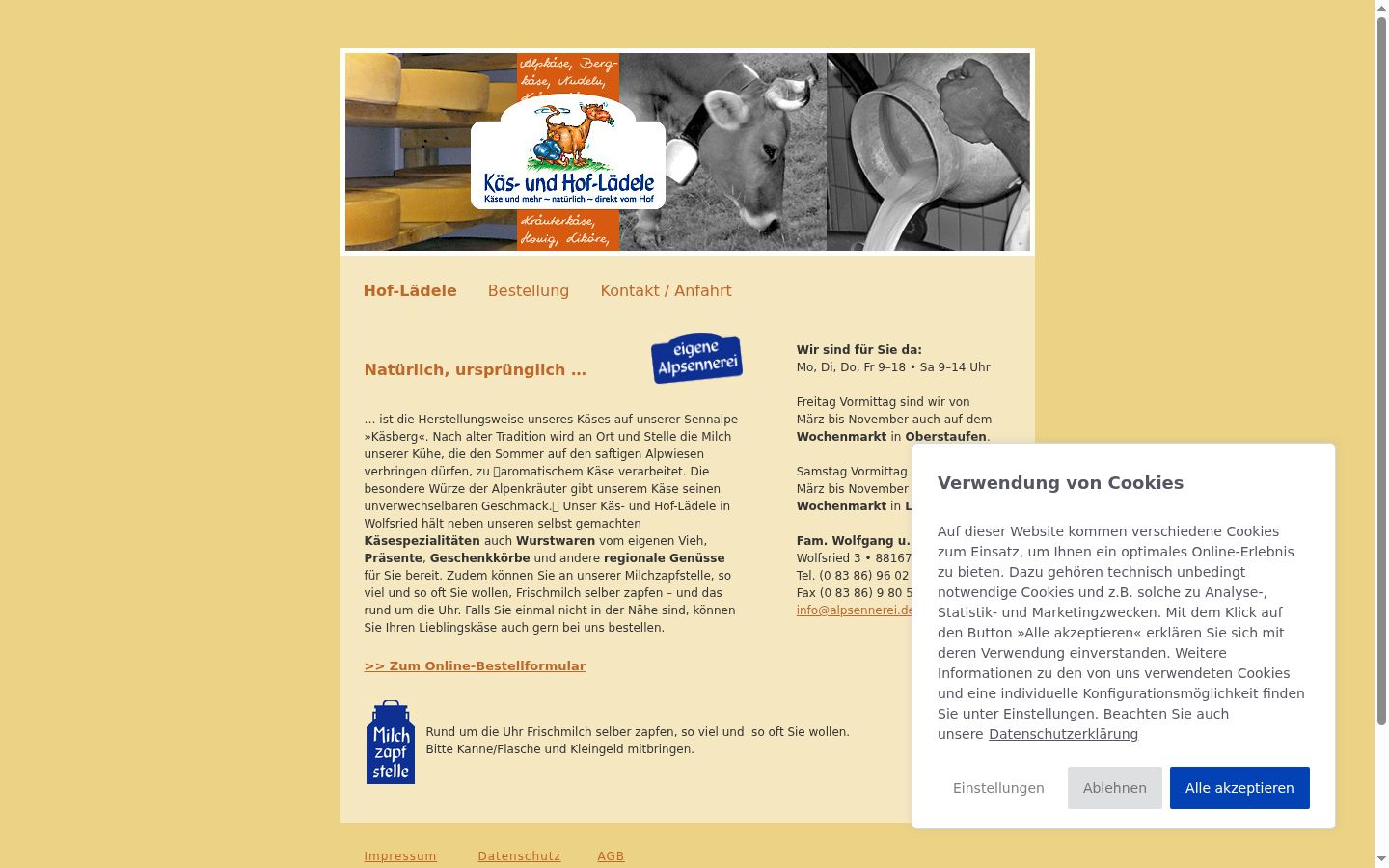 Captura de ecrã do banner de consentimento apresentado antes de qualquer interação