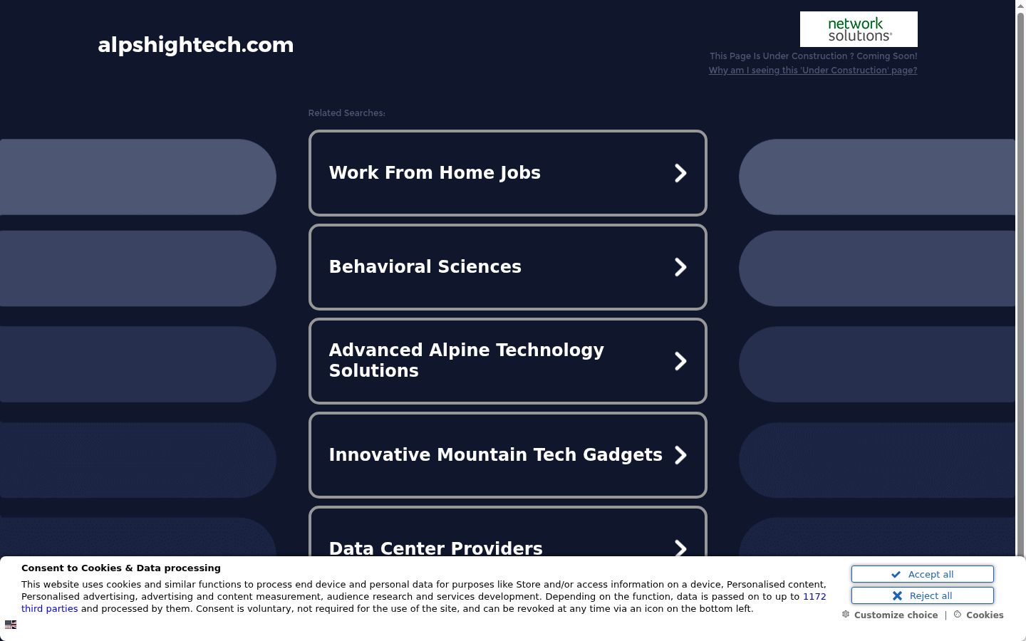 Screenshot del banner di consenso mostrato prima di qualsiasi interazione