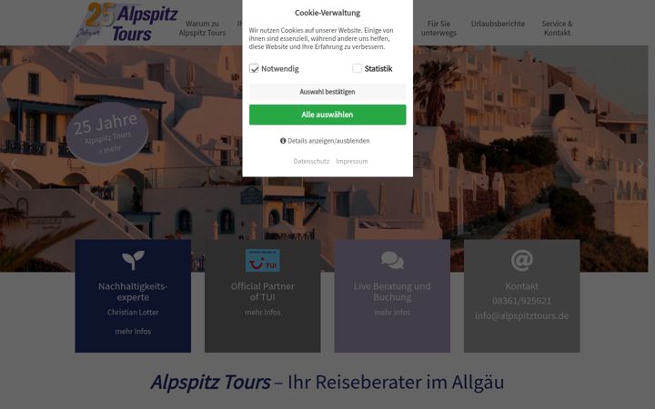 Screenshot of alpspitztours.de