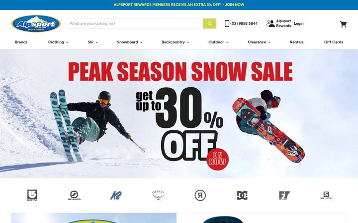 Екранна снимка на alpsport.com.au