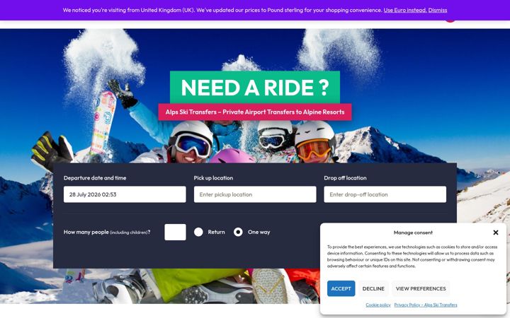 Screenshot of alpsskitransfers.com