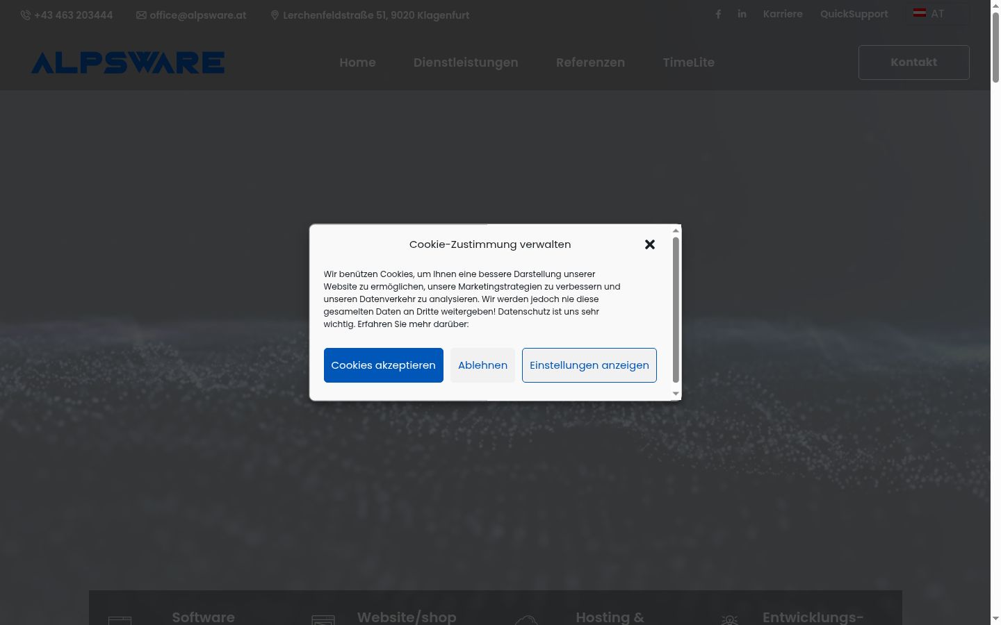 Screenshot van de toestemmingsbanner zoals getoond vóór enige interactie