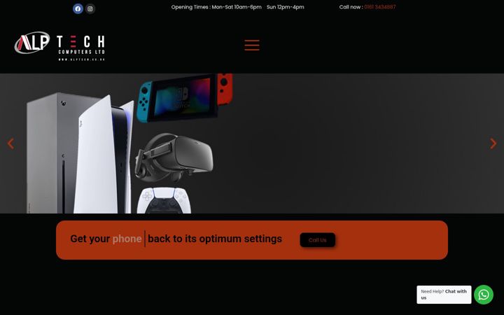 Screenshot van alptech.co.uk