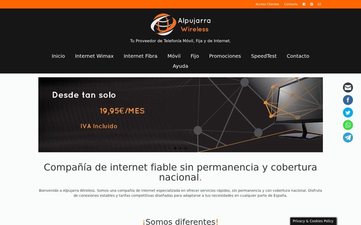 Screenshot van alpujarrawireless.com