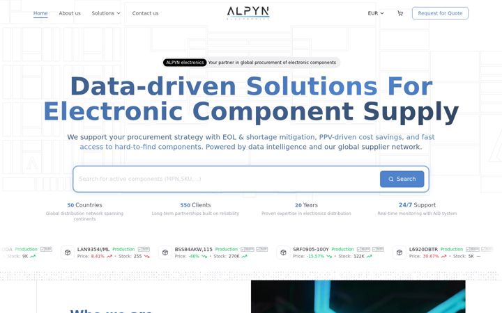 Screenshot of alpynelectronics.com