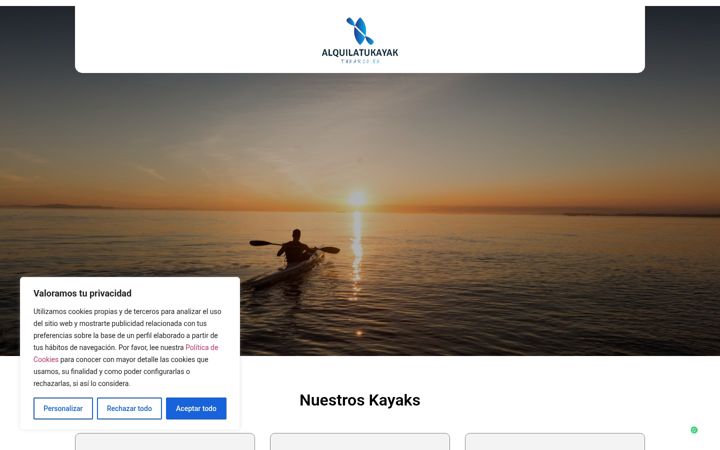 Screenshot of alquilatukayak.com