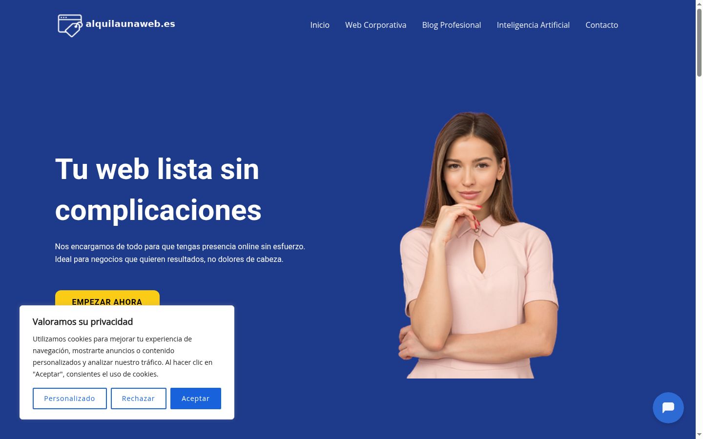 Captura de ecrã do banner de consentimento apresentado antes de qualquer interação