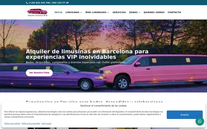 Ekrānuzņēmums no alquiler-limusinas.barcelona