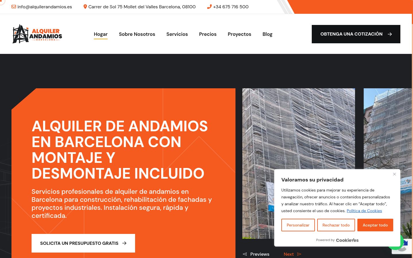 Captura de ecrã do banner de consentimento apresentado antes de qualquer interação