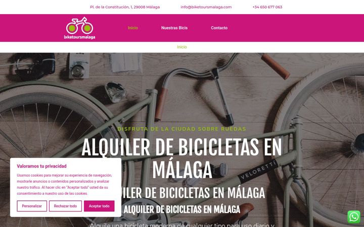 Screenshot του alquilerbicicletasmalaga.com