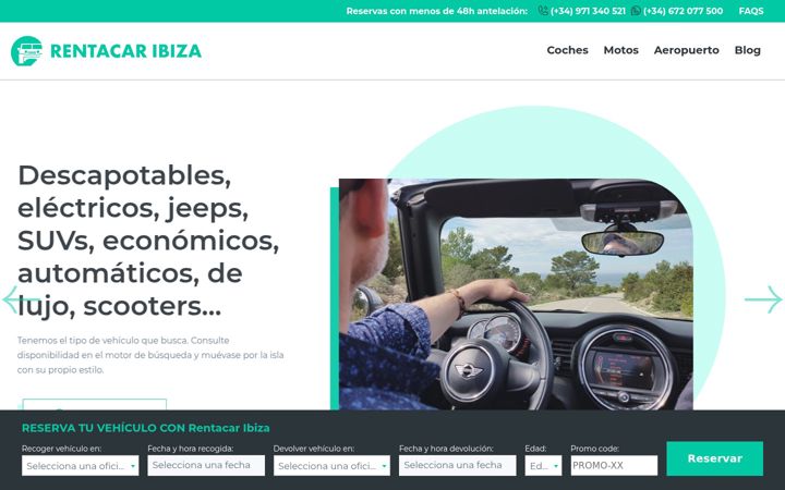 Skærmbillede af alquilercocheibiza.com