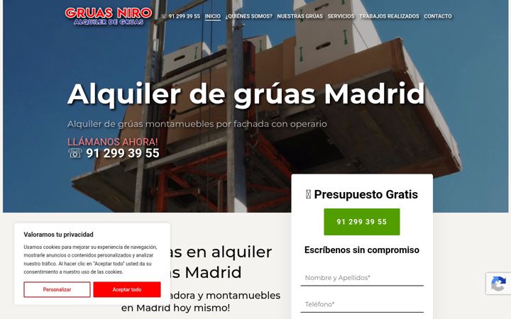 Screenshot of alquilerdegruasmadrid.es