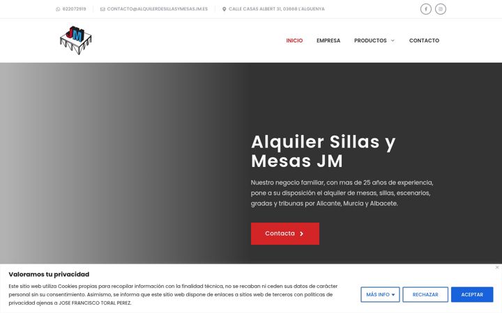 Screenshot of alquilerdesillasymesasjm.es