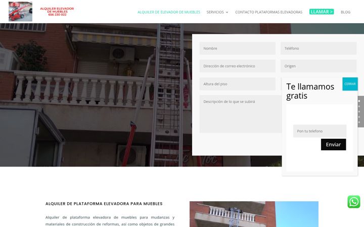 Screenshot of alquilerelevadormuebles.es