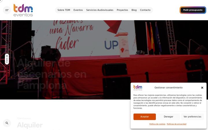 Screenshot of alquilerescenariospamplona.com
