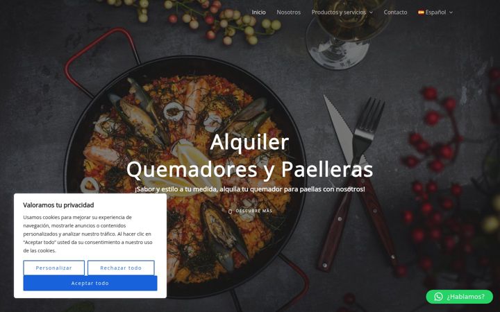 Screenshot of alquilerquemadoresypaellas.com