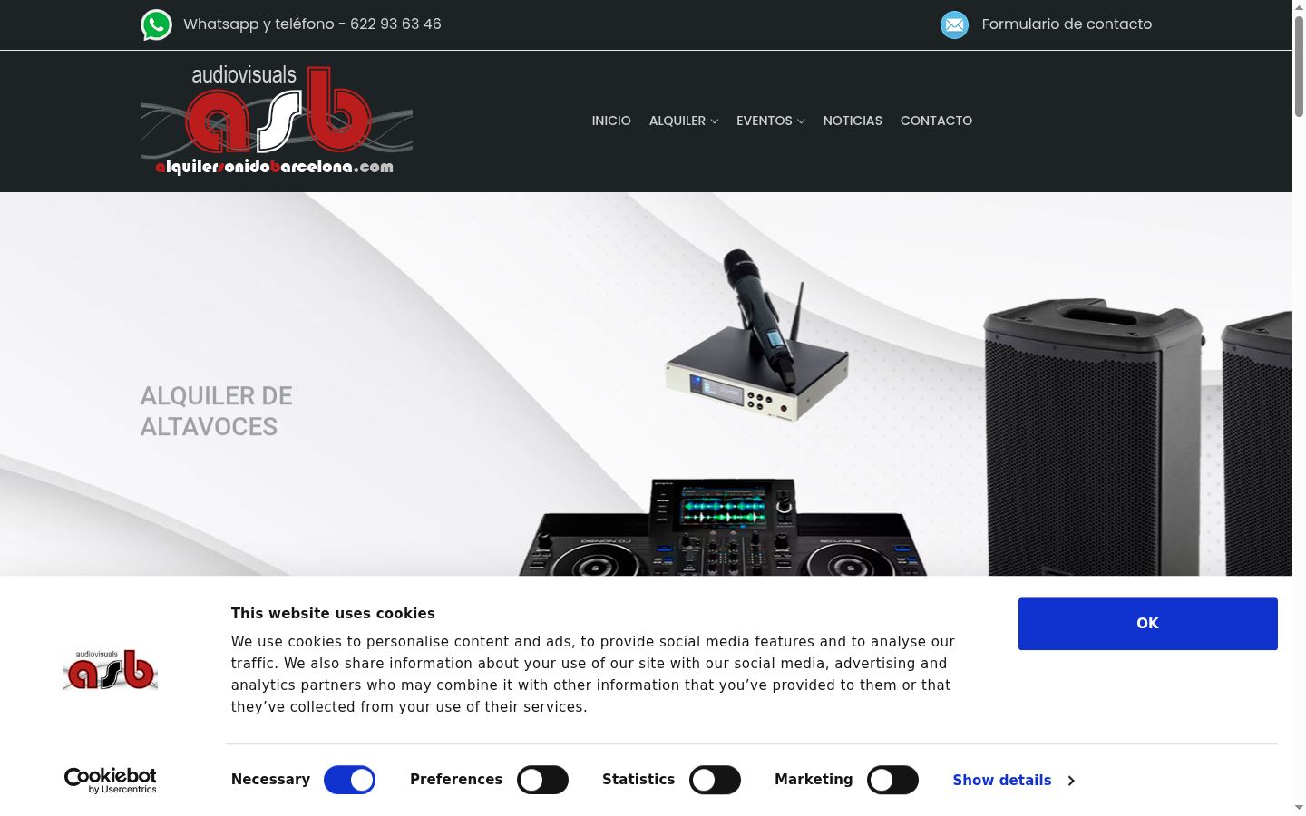 Screenshot of the consent banner shown before any interaction