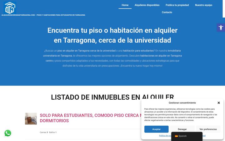 Ekrānuzņēmums no alquileruniversidadtarragona.com