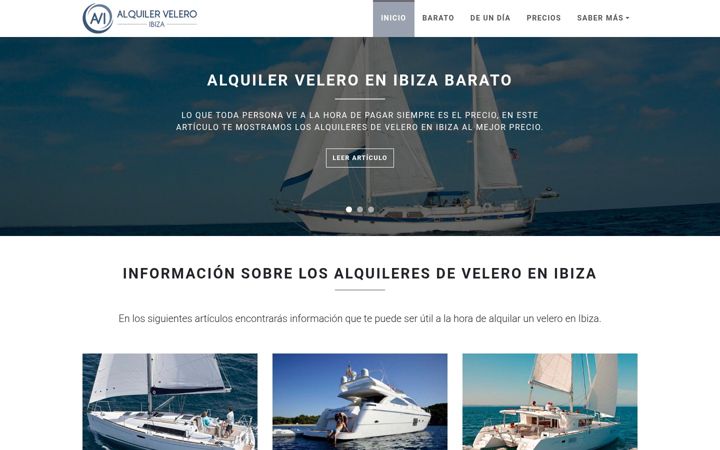 Ekrānuzņēmums no alquilerveleroibiza.com