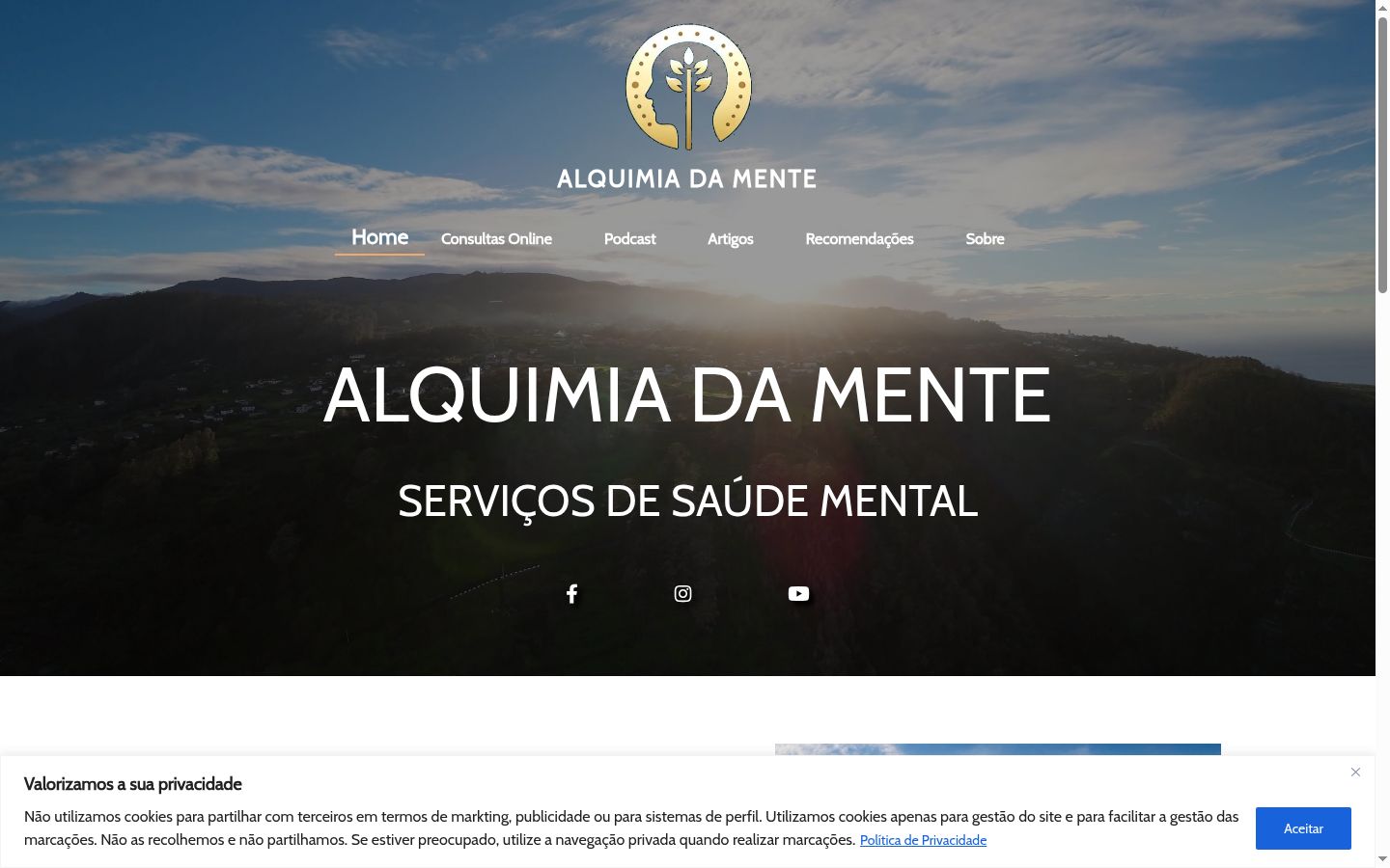 Screenshot del banner di consenso mostrato prima di qualsiasi interazione