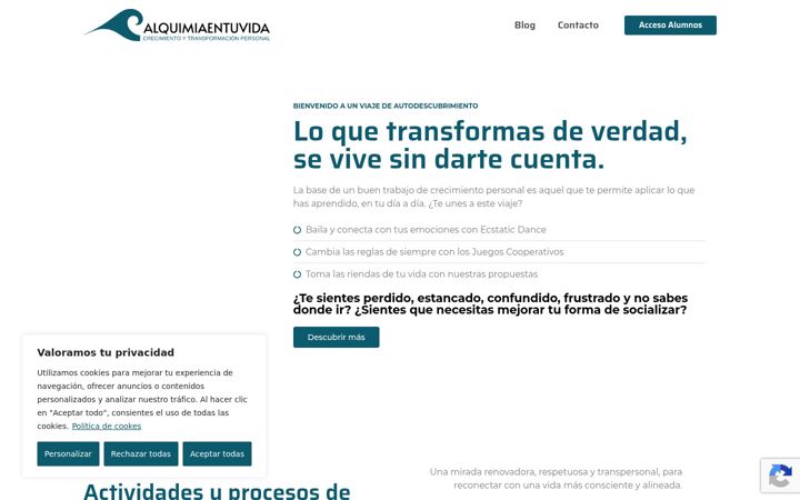 Screenshot di alquimiaentuvida.com
