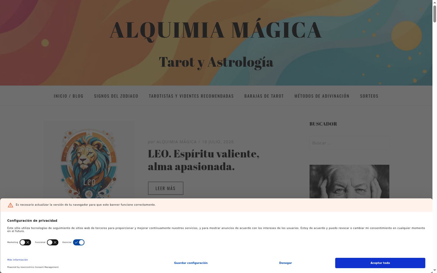 Screenshot del banner di consenso mostrato prima di qualsiasi interazione