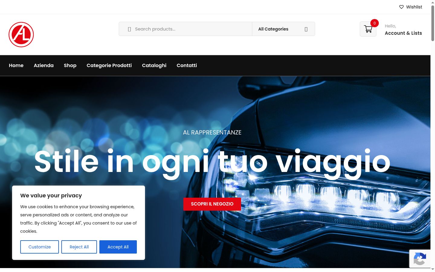 Screenshot del banner di consenso mostrato prima di qualsiasi interazione