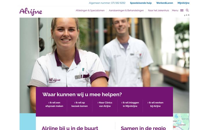 Screenshot of alrijne.nl