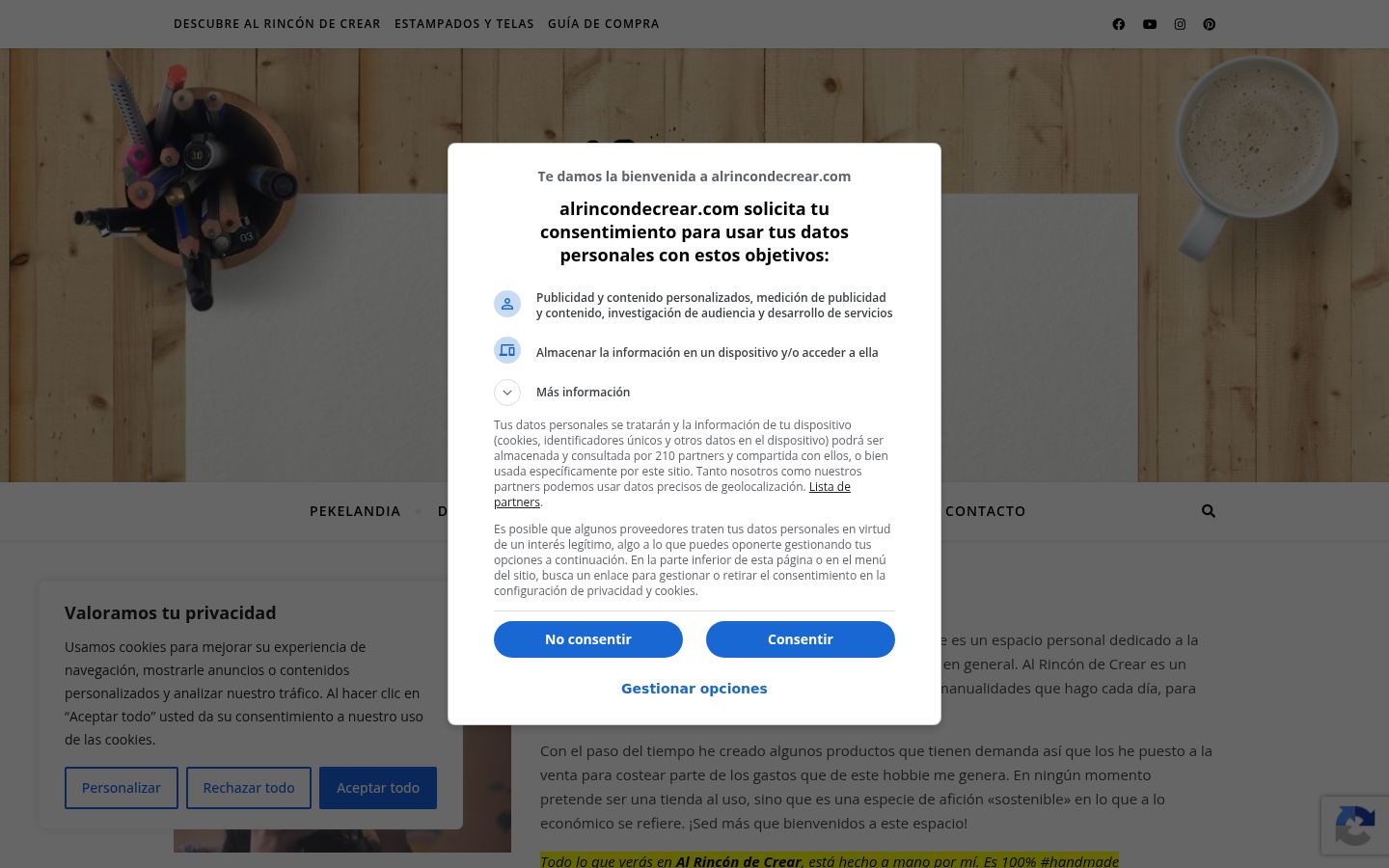 Screenshot des Einwilligungsbanners vor jeglicher Interaktion
