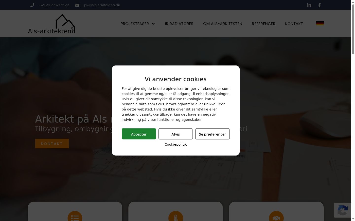 Skjermbilde av samtykkebanneret slik det vises før noen interaksjon